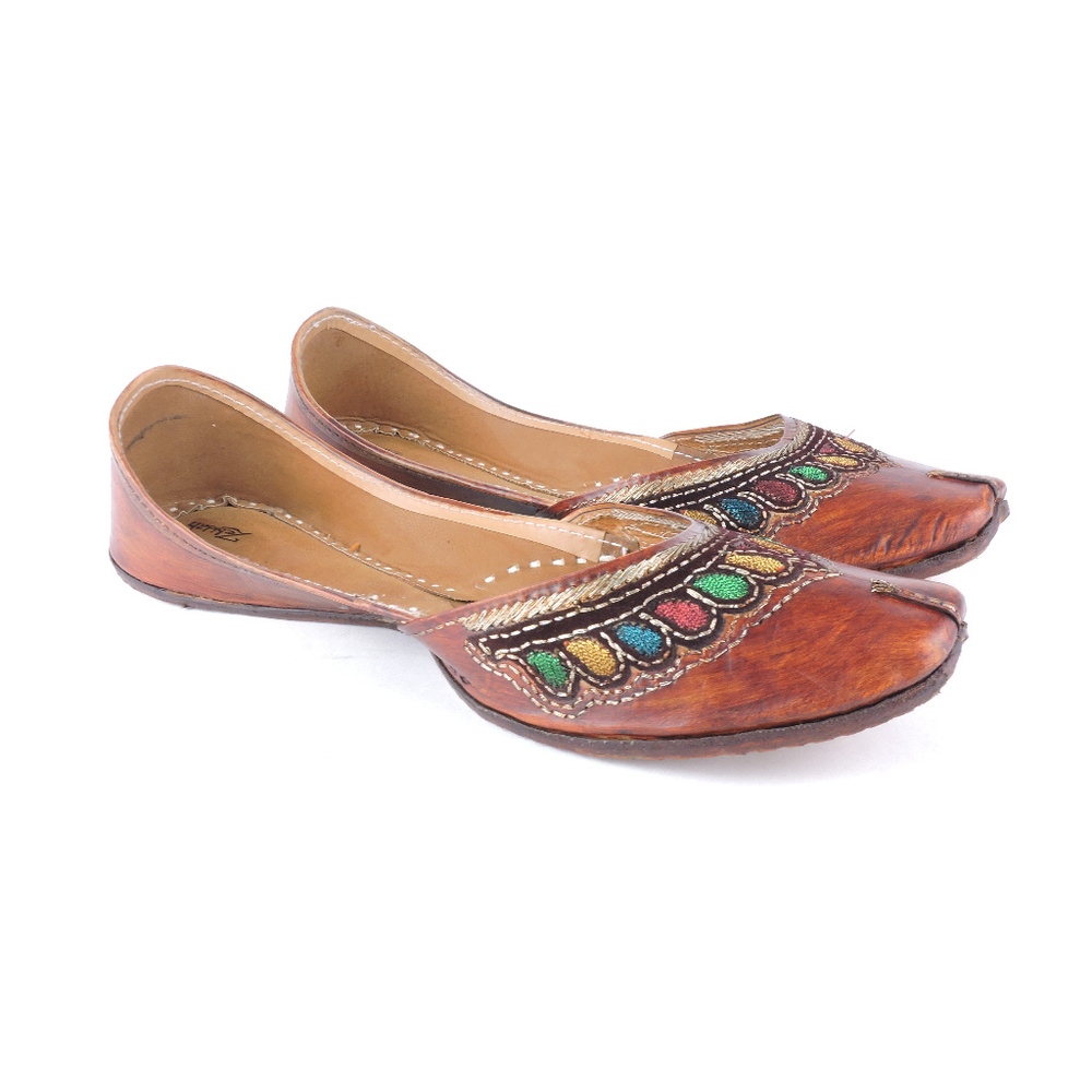 Zebidah Slip On Flats Handmade Brown Leather Sz 10